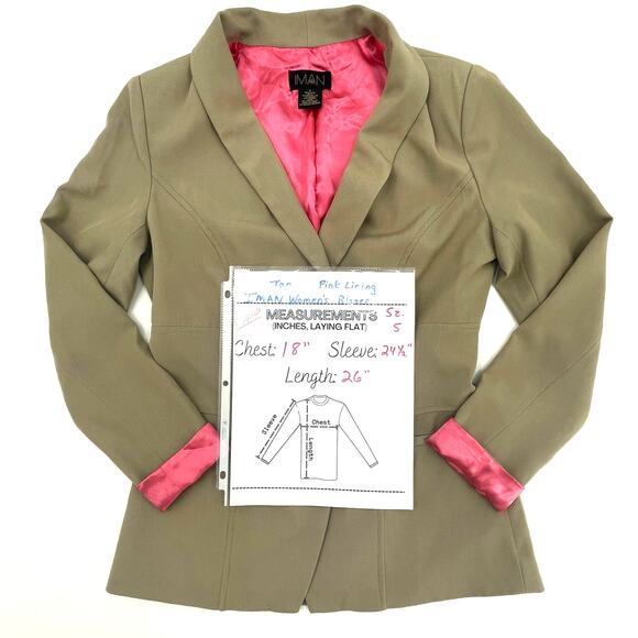 Iman Women's Blazer, Tan With Pink Lining, Size Small - Picture 9 of 9